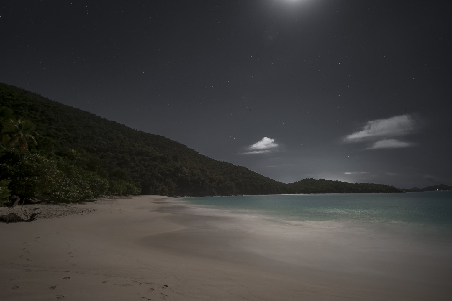 Trunk bay under moonlight